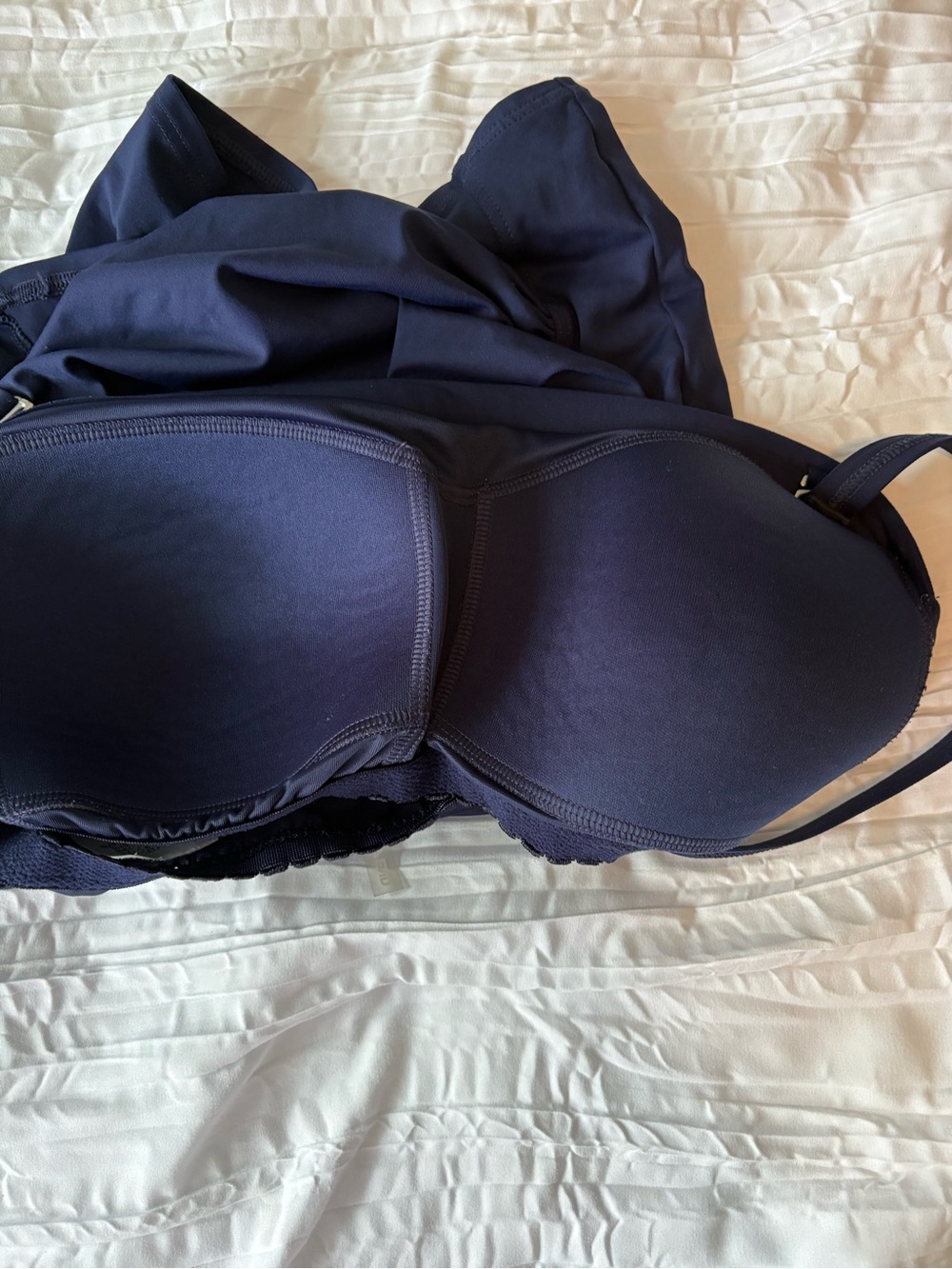 Lands' End Navy Ruched Swim Bandeau Tankini - Picture 6 of 6